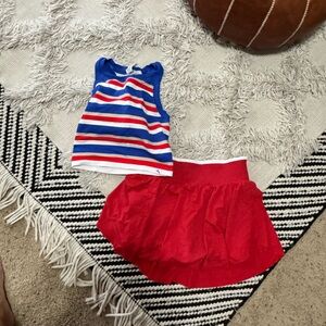 Target Girls Red & Blue Striped Tank with Red Skirt
